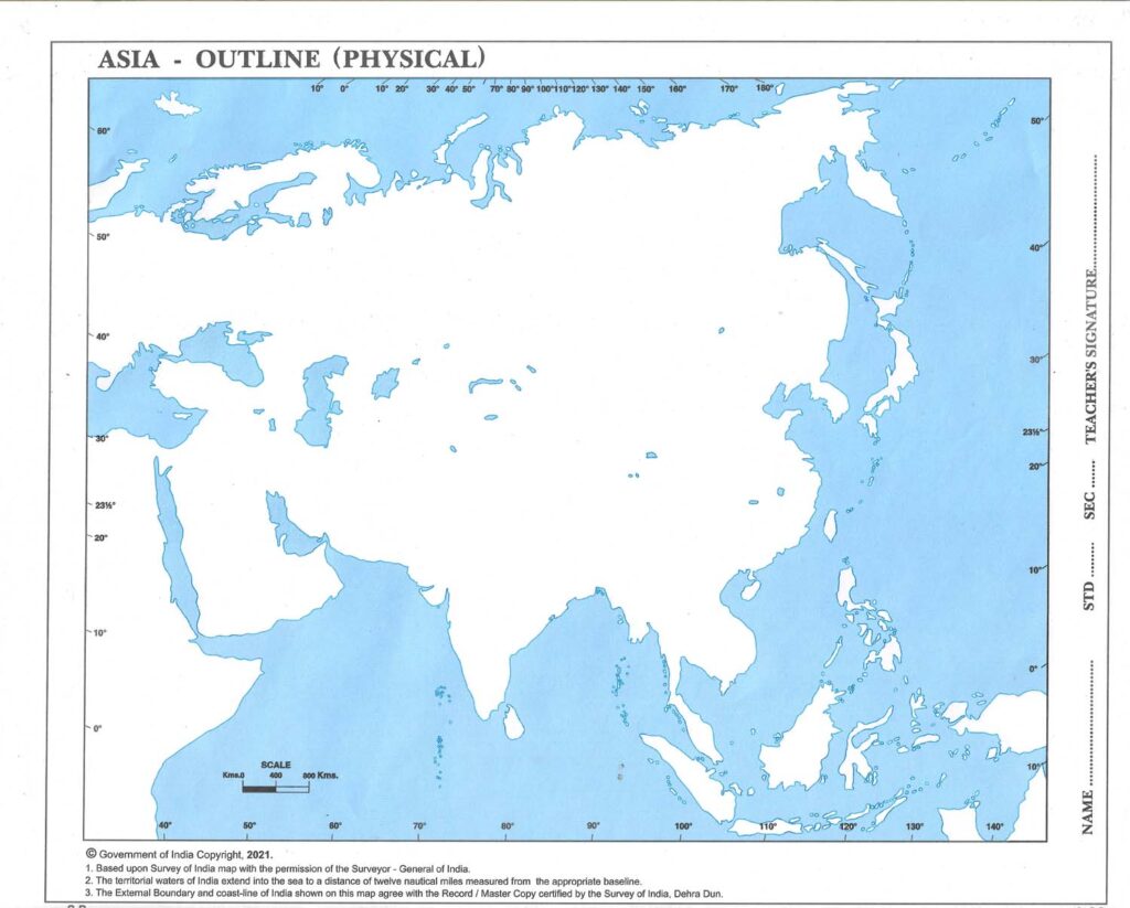 Physical Map of Asia StationeryDukan