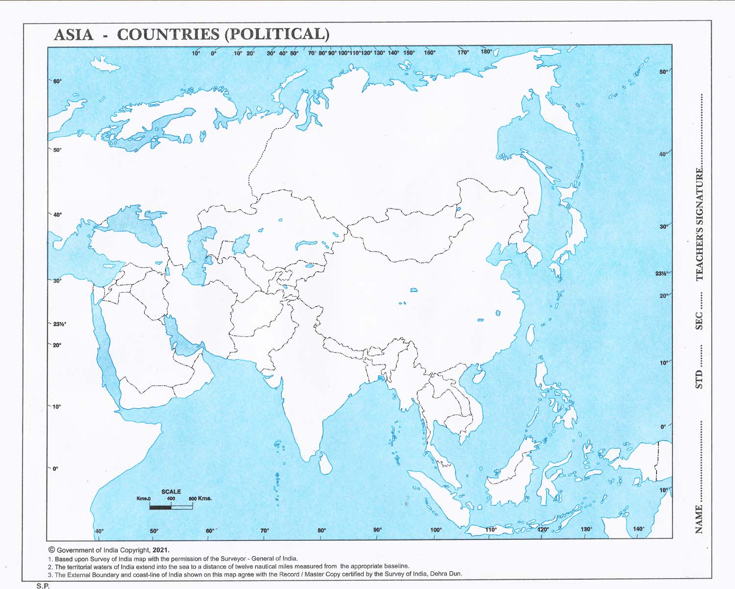 Political Map of Asia (Pack of 10) – StationeryDukan