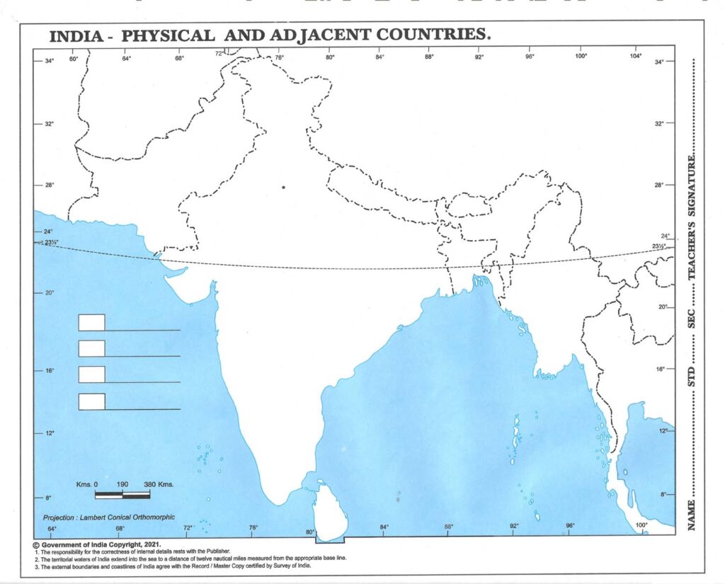 Physical Map of India (Pack of 100) – StationeryDukan