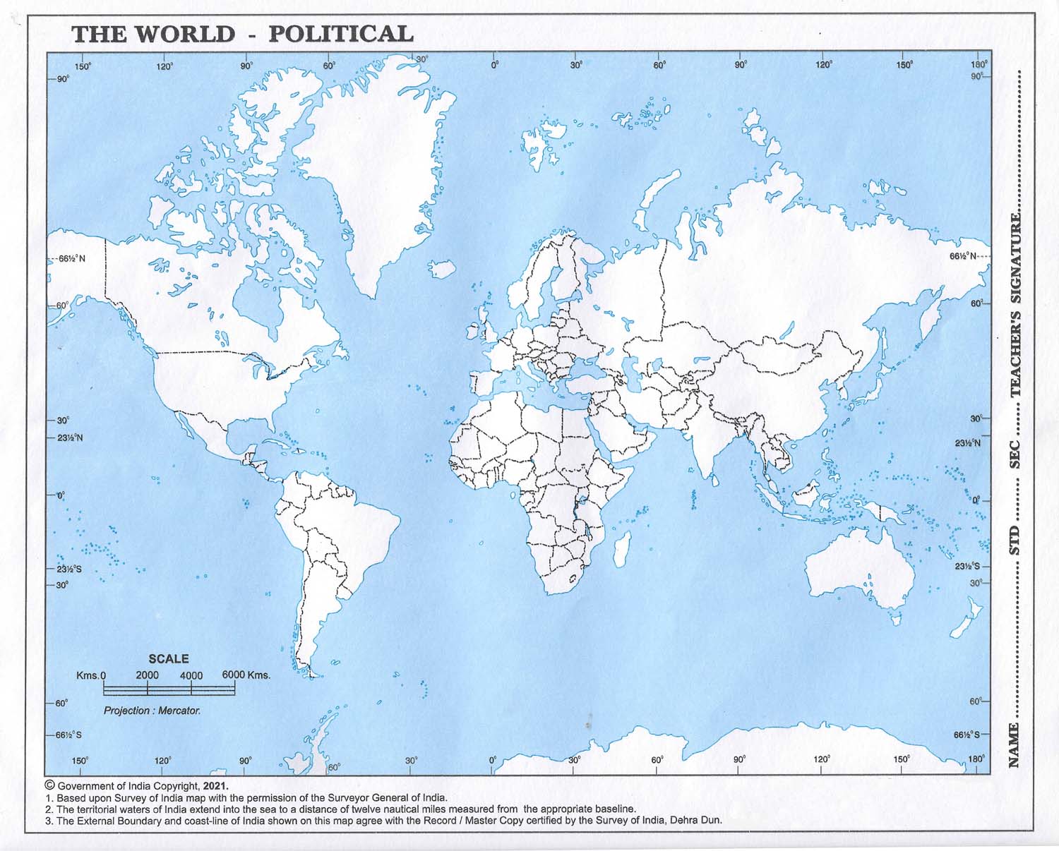 Political Map of The World (Pack of 10) – StationeryDukan