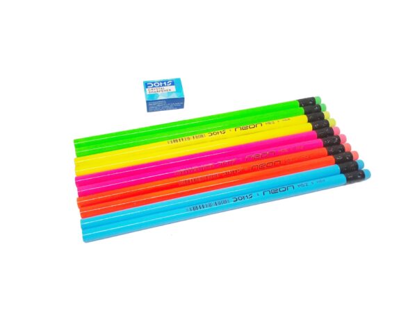 Doms Neon Pencils with Sharpner